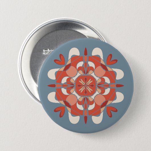 Abstracte Lovely Red Mandala Button (Voorkant /achterkant)