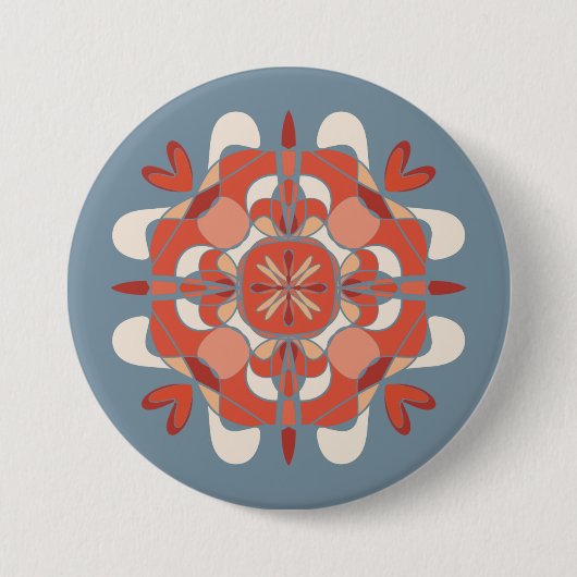 Abstracte Lovely Red Mandala Button (Voorkant)