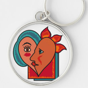 Abstracte Lovers aangepaste sleutelketen Sleutelhanger