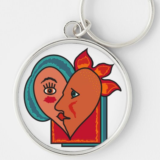 Abstracte Lovers aangepaste sleutelketen Sleutelhanger (Voorkant)