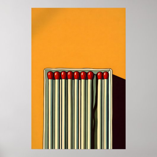 Abstracte Lucifers Poster, Mosterdgeel Retro Poster (Voorkant)