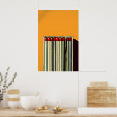 Abstracte Lucifers Poster, Mosterdgeel Retro Poster (Keuken)