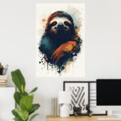 Abstracte Luiaard Muur Kunst – Ontspannen Dier Poster (Thuiskantoor)