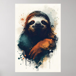 Abstracte Luiaard Muur Kunst – Ontspannen Dier Poster