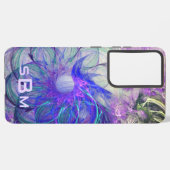 Abstracte luidere bloemen Paarse blauwe kunst Aang Samsung Galaxy Hoesje (Linkerkant)