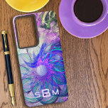 Abstracte luidere bloemen Paarse blauwe kunst Aang Samsung Galaxy Hoesje<br><div class="desc">Dit ontwerp is voorzien van een delicaat, kleurloos, fractaal digitaal kunstbloemontwerp van appels, blauwen en groenen. Pas of schrap elke sjabloon van de initiaal brief aan of geef uit gebruikend het ontwerphulpmiddel om een doopvontstijl, grootte, en kleur te selecteren u verkiest. U kunt dit ontwerp aan andere hoesjes van het...</div>