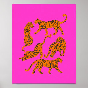 Abstracte luipaard met rode lippen afbeelding poster