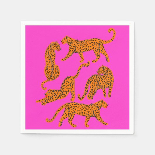 Abstracte luipaard met rode lippen illustratiepost servet (Voorkant)