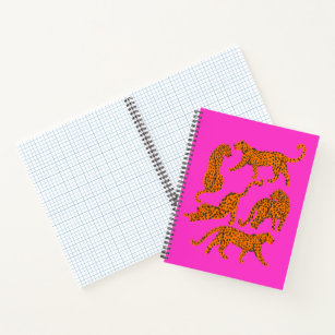 Abstracte luipaarden met rode lippen illustratie notitieboek