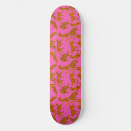 Abstracte luipaarden met rode lippen persoonlijk skateboard