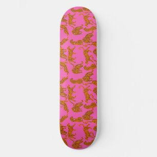 Abstracte luipaarden met rode lippen persoonlijk skateboard