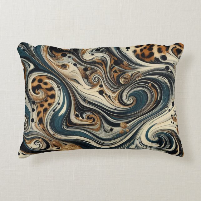 Abstracte Luipaardprint Draaikolk Accent Kussen (Voorkant)
