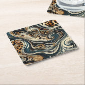 Abstracte Luipaardprint Draaikolk Kartonnen Onderzetters (Schuin)