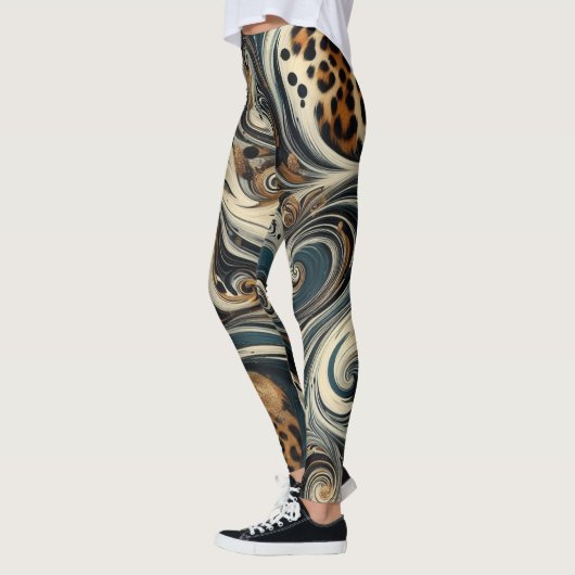 Abstracte Luipaardprint Draaikolk Leggings (Links)