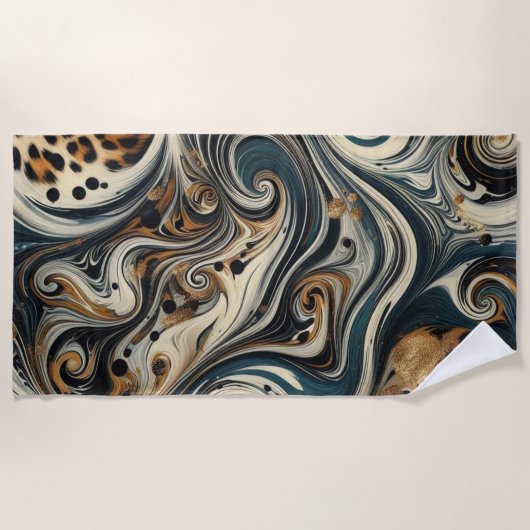 Abstracte Luipaardprint Draaikolk Strandlaken (Voorkant)