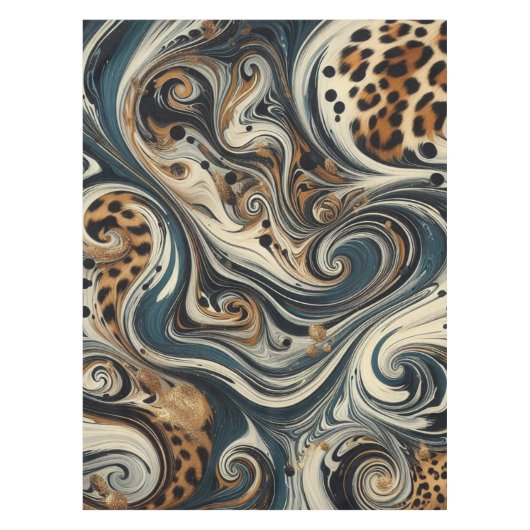 Abstracte Luipaardprint Draaikolk Tafelkleed (Voorkant)