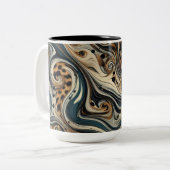 Abstracte Luipaardprint Draaikolk Tweekleurige Koffiemok (Voorkant links)