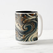 Abstracte Luipaardprint Draaikolk Tweekleurige Koffiemok (Voorkant rechts)
