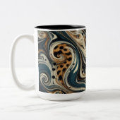 Abstracte Luipaardprint Draaikolk Tweekleurige Koffiemok (Links)