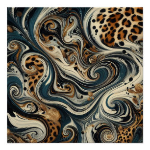 Abstracte luipaardprint wervelende glanzende poste perfect poster
