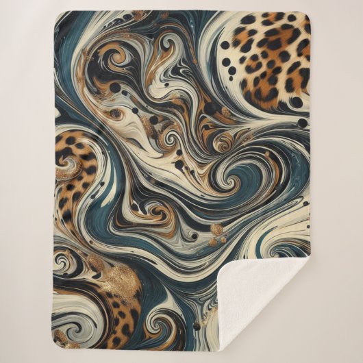 Abstracte luipaardprintdraaikolk sherpa deken (Voorkant)