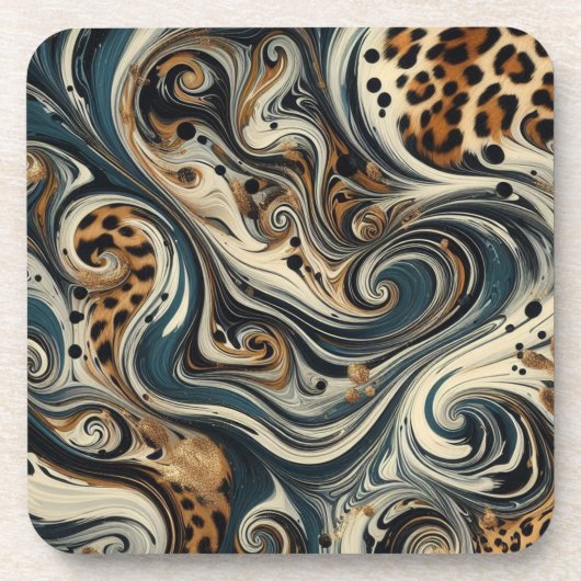 Abstracte luipaardprintwerveling bier onderzetter (Voorkant)