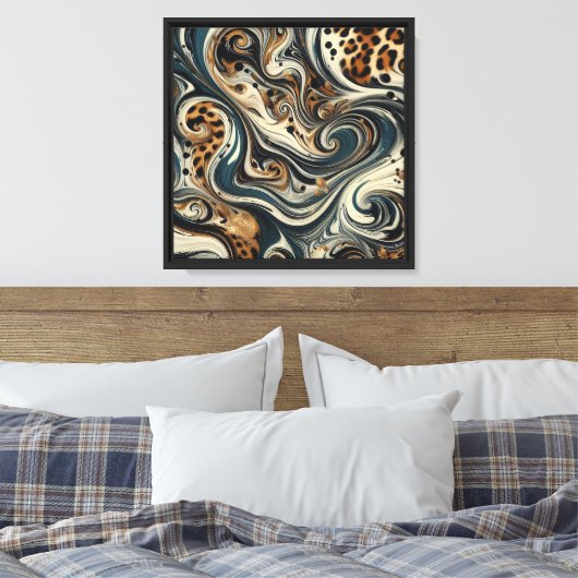 Abstracte luipaardprintwerveling canvas afdruk (Insitu (Slaapkamer))