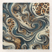 Abstracte luipaardprintwerveling glazen onderzetter (Voorkant)