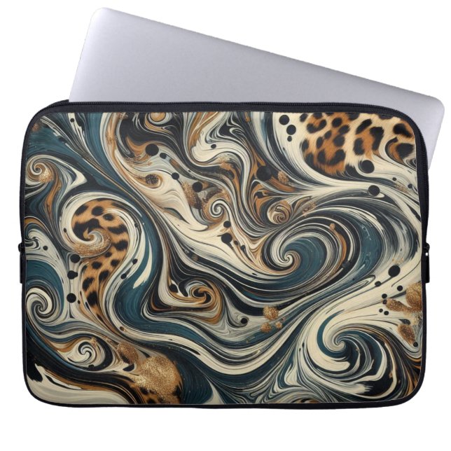 Abstracte luipaardprintwerveling laptop sleeve (Voorkant)