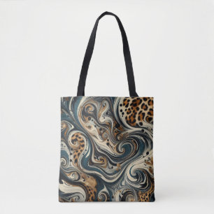 Abstracte luipaardprintwerveling tote bag