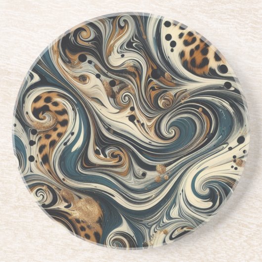 Abstracte luipaardprintwerveling zandsteen onderzetter (Voorkant)
