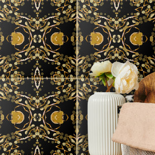 Abstracte luxe Arabesque Gold Black Medallion Tegeltje