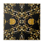 Abstracte luxe Arabesque Gold Black Medallion Tegeltje (Voorkant)
