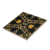 Abstracte luxe Arabesque Gold Black Medallion Tegeltje (Zijkant)