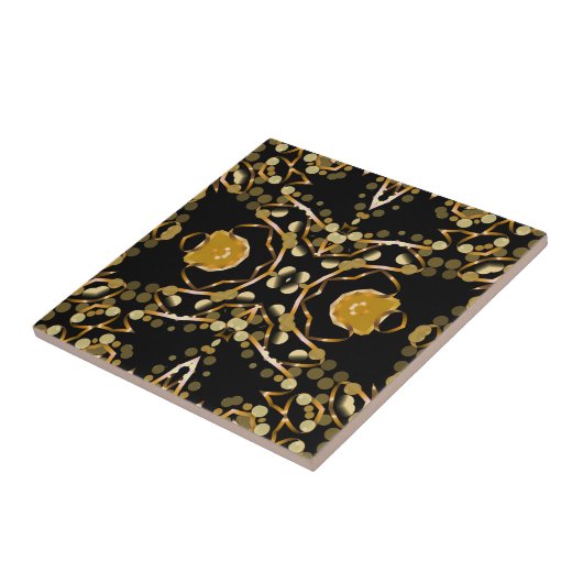 Abstracte luxe Arabesque Gold Black Medallion Tegeltje (Zijkant)