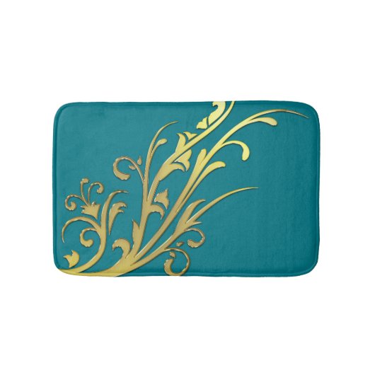Abstracte Luxe Faux Gold Flower Badmat (Voorkant)