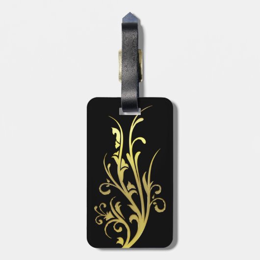 Abstracte Luxe Faux Gold Flower Bagagelabel (Achterkant verticaal)