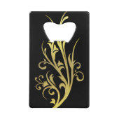 Abstracte Luxe Faux Gold Flower Creditkaart Flessenopener (Voorkant)