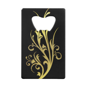 Abstracte Luxe Faux Gold Flower Creditkaart Flessenopener