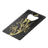 Abstracte Luxe Faux Gold Flower Creditkaart Flessenopener (Voorkant Gekanteld)