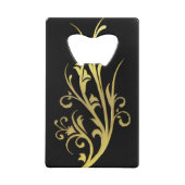 Abstracte Luxe Faux Gold Flower Creditkaart Flessenopener (Achterkant)