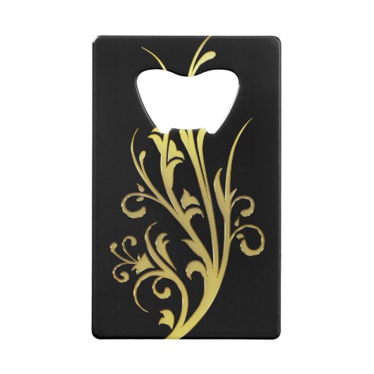 Abstracte Luxe Faux Gold Flower Creditkaart Flessenopener (Achterkant)