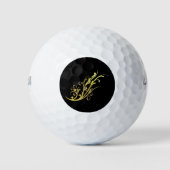 Abstracte Luxe Faux Gold Flower Golfballen (Voorkant)