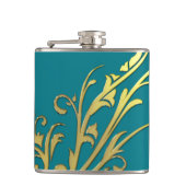 Abstracte Luxe Faux Gold Flower Heupfles (Voorkant)