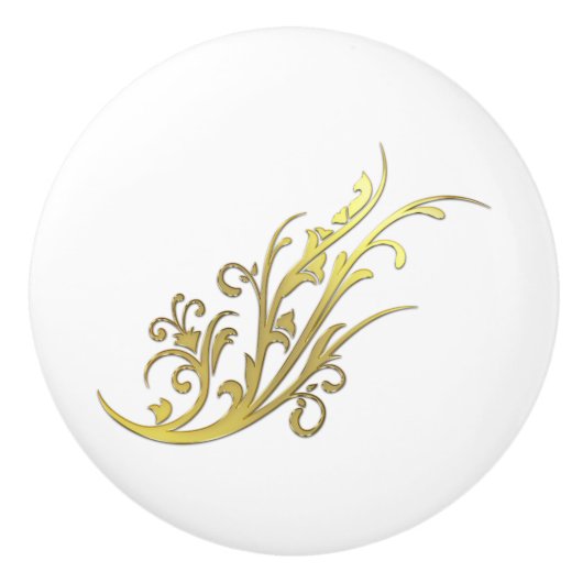 Abstracte Luxe Faux Gold Flower Keramische Knop (Voorkant)