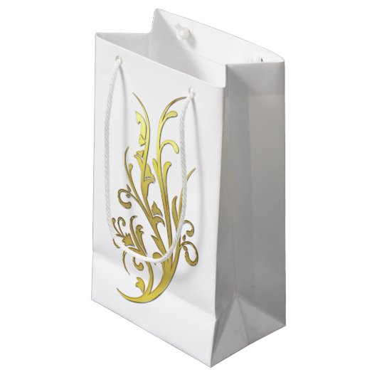 Abstracte Luxe Faux Gold Flower Klein Cadeauzakje (Voorkant Gekanteld)