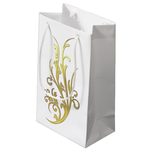 Abstracte Luxe Faux Gold Flower Klein Cadeauzakje (Achterkant Gekanteld)