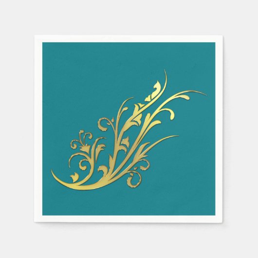 Abstracte Luxe Faux Gold Flower Servet (Voorkant)