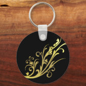 Abstracte Luxe Faux Gold Flower Sleutelhanger (Voorkant)