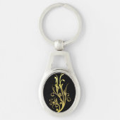 Abstracte Luxe Faux Gold Flower Sleutelhanger (Voorkant)